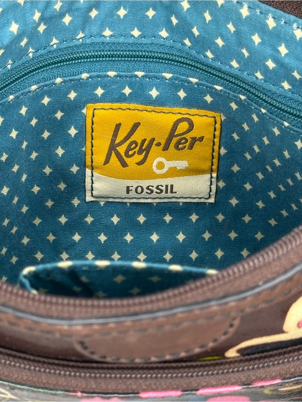Fossil Vintage Key-Per Crossbody Floral Coated Canvas Colorful - Picture 6 of 10
